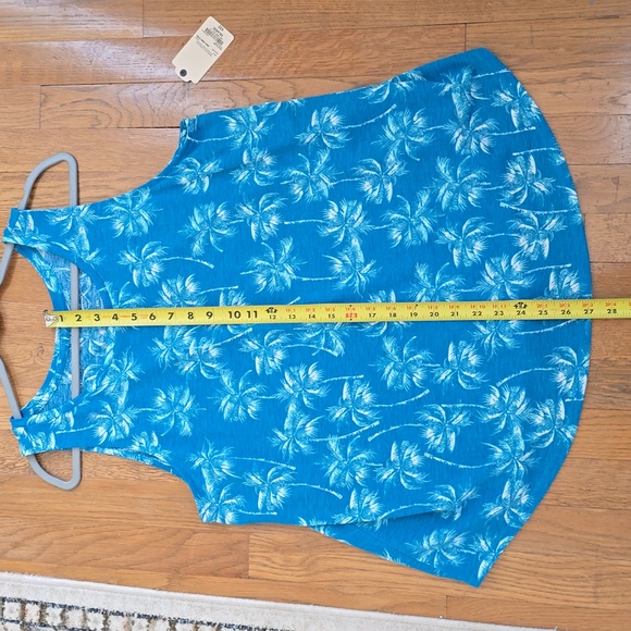 ST. JOHN'S BAY WOMEN'S BLUE PALM TREES TROPICAL TANK TOP PLUS SIZE XXL - Picture 9 of 10